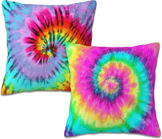 Colorful Tie Dye Throw Pillow Covers Set of 2 Tie Dye Pillow Covers 18x18 Inch Modern Farmhouse Home Decorative Pillow Cases Cushion Cover for Sofa Living Room Office