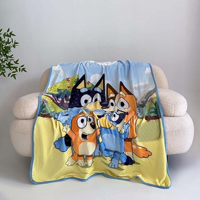 NORTHWEST Bluey Micro Raschel Throw Blanket, 46" x 60", Family Photo