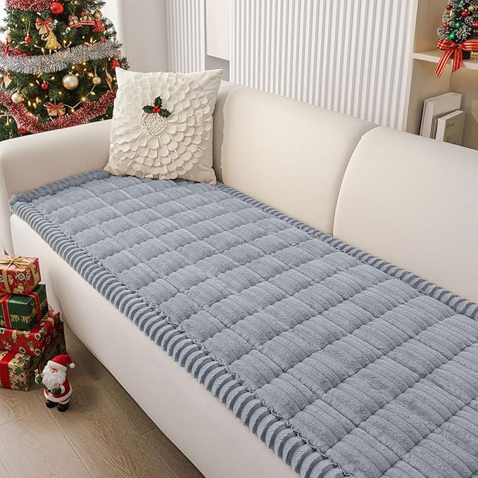 Smiry Couch Cover for Dogs Washable, Non Slip Fuzzy Pet Couch Covers for 3 Cushion Sofa Pet Friendly, Thick Soft Sofa Slipcovers Cushion Protector (Grey, 27.6" x 47")
