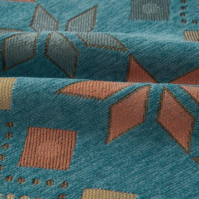 VClife Boho Couch Cover Green Geometric Jacquard Pattern Sofa Cover, 1 Piece Large Couch Covers for 2 Cushion Couch Sofa Washable Plush Chenille Sofa Protector for Living Room, 71x118 Inch