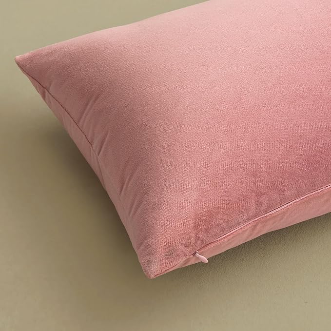 MIULEE Pack of 2 Pillow Covers Velvet Square Throw Pillow Covers Decorative Cushion Case for Spring Sofa Bedroom Couch 20x20 Inch Dusty Pink