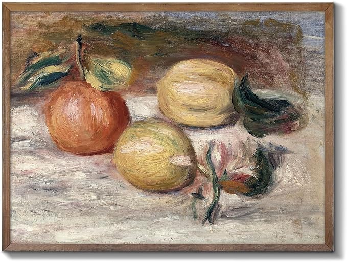 XOCUUI Vintage Still Life Wall Art, Fruit Pictures Farmhouse Home Decor, 8x10in No Frame Classical Farmhouse Fruit Lemons Orange Oil Paintings for Living Room, Kitchen, Dining Decor