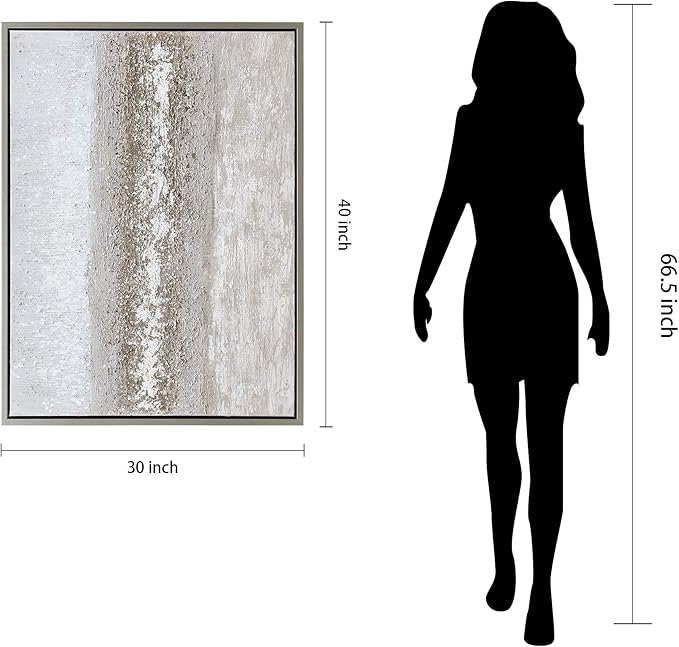 Empire Art Direct Abstract Wall Art Textured Hand Painted Canvas by Martin Edwards, Champagne Silver Frame, 40" x 30", Sandpath