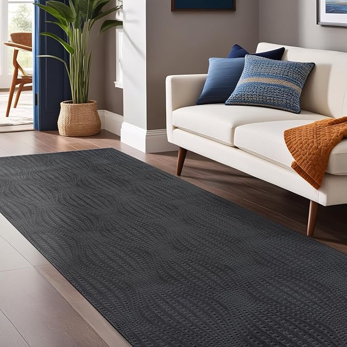 Modern Dark Gray Non Slip Runner Rug 2x7 Non Skid Soft Rubber Back Hallway Rugs Kitchen Bedroom and Laundry Room Runners Easy Cleaning Stain Resistant Non Shedding Carpet 2 x 7