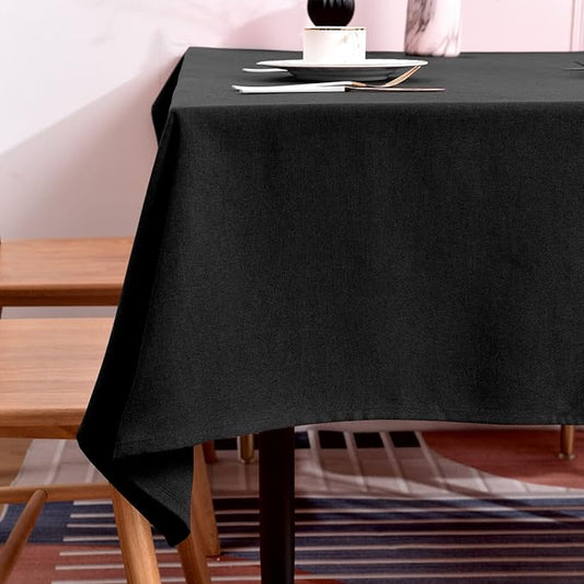 BALCONY & FALCON Rectangle Table Cloth – Waterproof, Wrinkle-Resistant & Dust-Proof Farmhouse Tablecloth for Dining, Kitchen, Party Decorations, Outdoor Patio, Baby Shower (Black, 55" x 71")