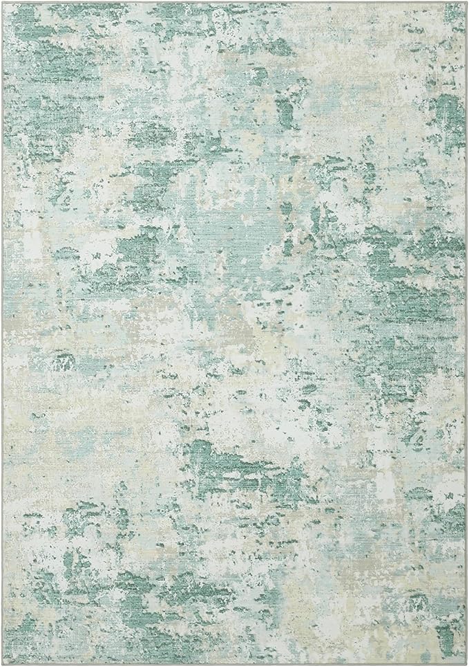 Modern Abstract Area Rug 6x9 Non Slip Non Shedding Rug Low Pile Stain Resistant for Bedroom Living Room,Green