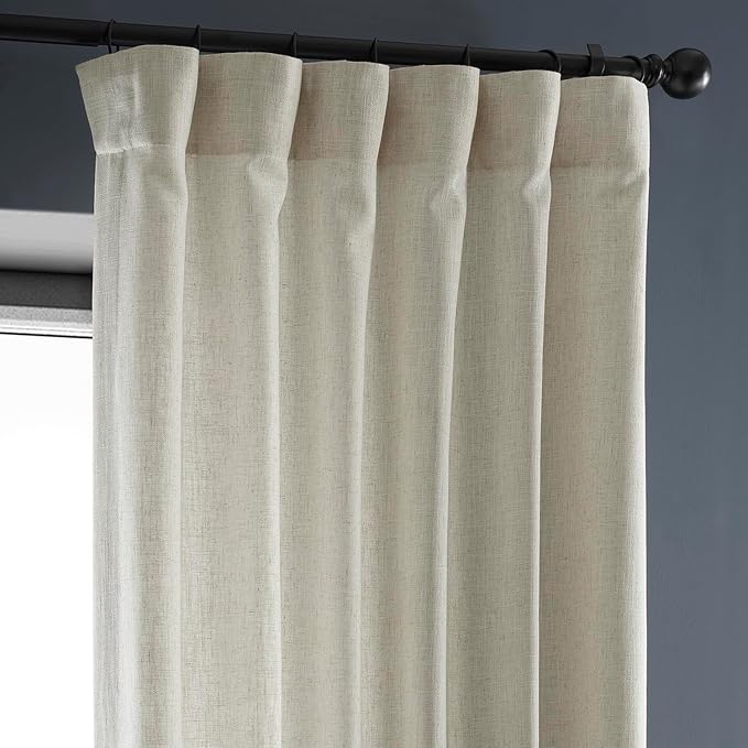 HPD HALF PRICE DRAPES Heavy Faux Linen Light Filtering Curtains for Bedroom 84 Inches Long (1 Panel) - Rod Pocket Curtains for Living Room - Window Curtains Home Decor - 50 X 84, Melted Cream