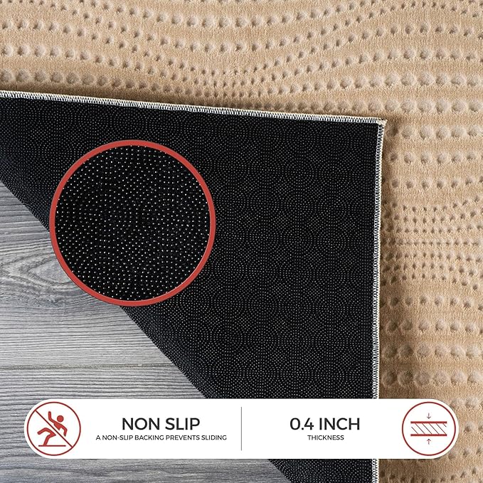 Modern Beige Non Slip Runner Rug 2x7 Non Skid Soft Rubber Back Hallway Rugs Kitchen Bedroom and Laundry Room Runners Easy Cleaning Stain Resistant Non Shedding Carpet 2 x 7