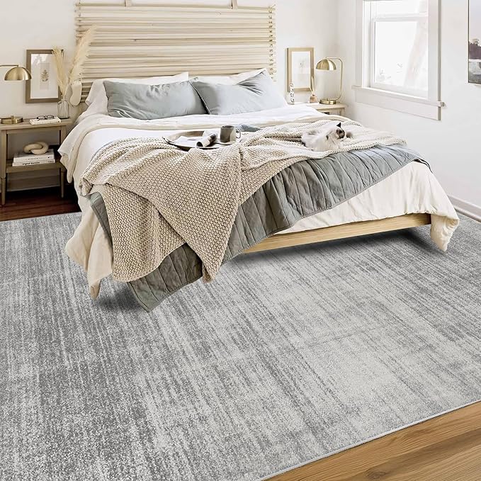 Enkor Area Rugs 6x9 Washable Non Slip Abstract Soft Rugs for Living Room Bedroom, Modern Mat for Kitchen Entryway Light Grey