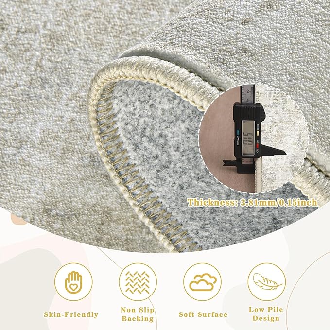 9x12 Washable Area Rug for Living Room: Modern Abstract Rugs Soft Non-Slip Low-Pile Indoor Floor Carpet for Bedroom, Dining Room, Nursery (BeigeBrownBlue, 9'x12')