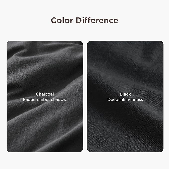 Bedsure 100% Washed Cotton Duvet Cover King Size - Black Minimalist Cotton Duvet Cover Linen Like for All Seasons - GentleSoft™ Plain Simple Bedding (Black, King, 104"x90")