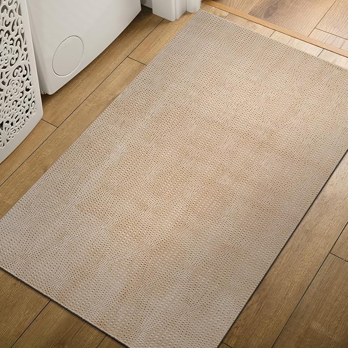 Modern Beige Non Slip Door Mat 2x3 Non Skid Soft Rubber Back Door Mat for Entryway Kitchen Rug for Bathroom Mat Easy Cleaning Stain Resistant Non Shedding Carpet 2 x 3