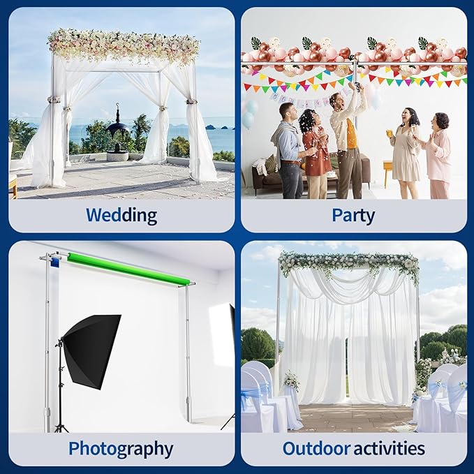 Pipe and Drape Backdrop Stand, 8.9x30ft Heavy Duty Adjustable Background Frame with Metal Base, Back Drop Holder for Parties Photography Wedding Photoshoot Decoration