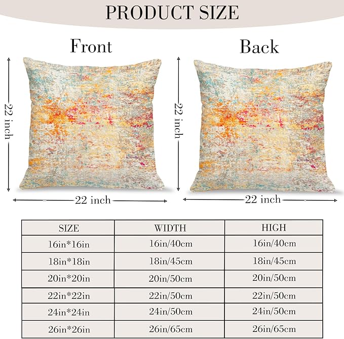 Boho Floral Throw Pillow Covers 22x22 inch Set of 2,Boho Rug Geometric Floral Pattern Decor Double Sided Pattern Cushion Cover Soft Pillow Case Living Sofa Room Bed Square Pillow Cover