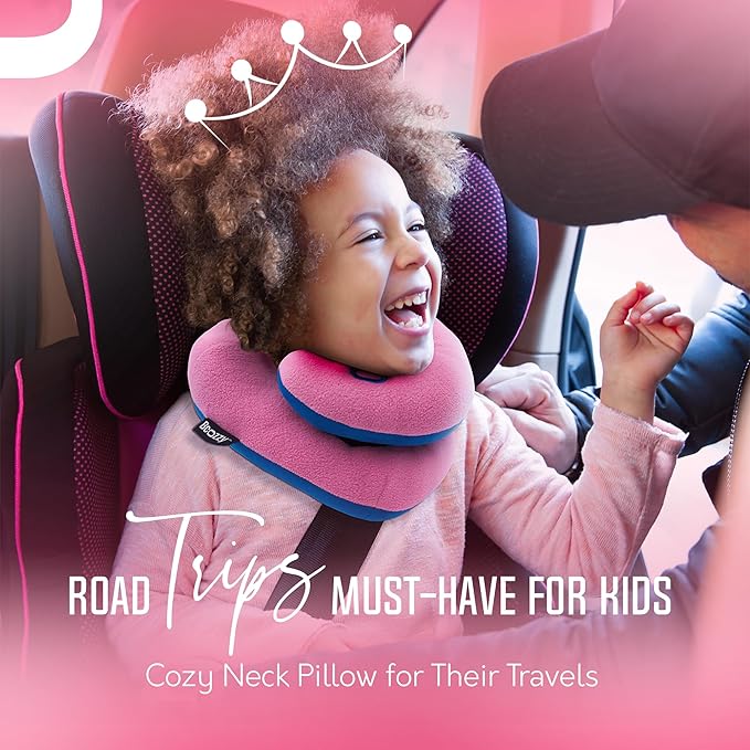 BCOZZY Kids Travel Neck Pillow (3-7 Y/O)- Patented Soft Pillow for Head & Chin Support in Car Seat, Airplane, and Road Trip Sleeping. Adjustable Size. Fully Washable. Carry Bag. Small, Gray