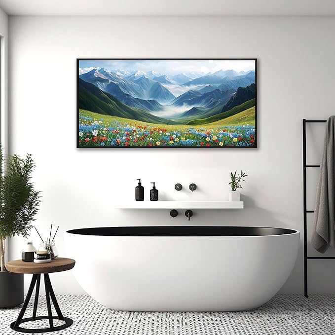 KLAKLA Blue and Gold Tree Wall Art - Birch Tree Forest Painting Pictures Framed Artwork for Living Room Bedroom Office Canvas Print Art Gorgeous Landscape Wall Art Home Decoration - 40x20 Inches