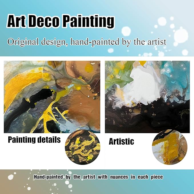 Abstract Hand Painted Wall Art for Living Room - Modern Office Wall Art Ideas Paintings - Large Picture Frames for Wall Size 29" x 59"