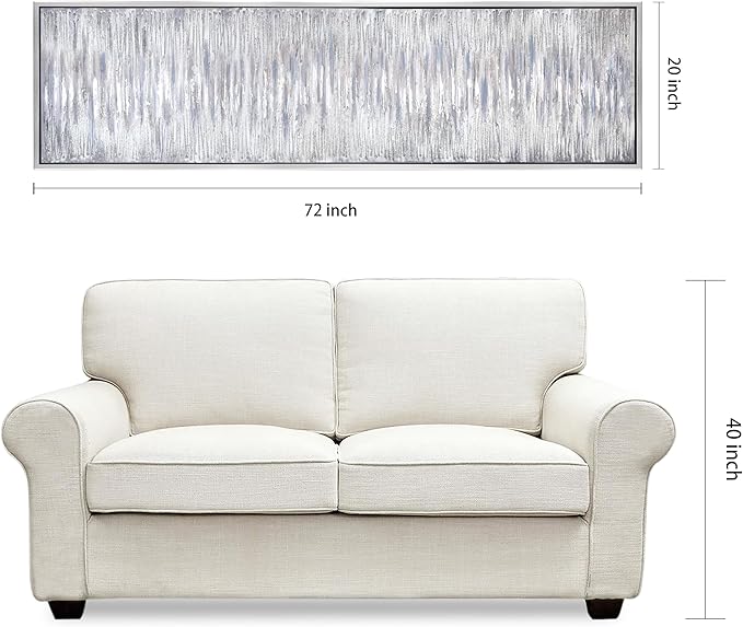 Empire Art Direct Abstract Wall Art Textured Hand Painted Canvas by Martin Edwards, Champagne Silver Frame, 20" x 72", Gray Field