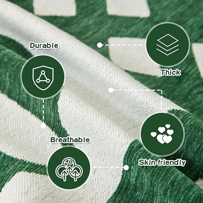 MEETSKY Christmas Couch Cover for Sectional Sofa, Chenille Green Sofa Covers Washable for Pet Friendly Snowflake Christmas Tree Decorative Couch Covers, 71" x 134"
