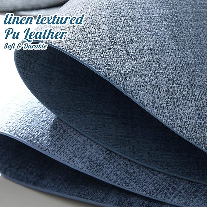 6 Pack Faux Leather Placemats Set,Blue PU Dining Table Mats,Wipeable Easy to Clean Stain Resistant Heat Resistant Waterproof Place Mats Durable Plate Mats for Table Nordic Style