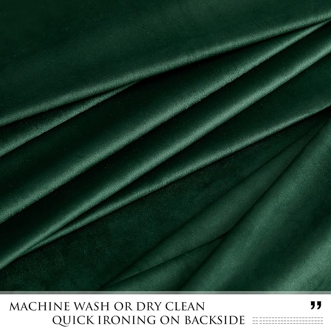 StangH Velvet Curtains 108 inches Long - Dark Green Bedroom Blackout Curtains Super Soft Home Decor Thermal Insulated Back Tab Window Curtain for Living Room, Dark Green, W52 x L108, 2 Panels