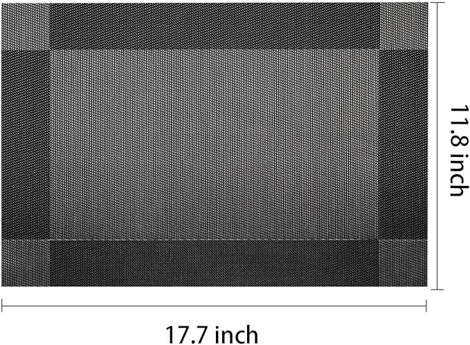 AHHFSMEI Placemats for Dining Table Set of 4 Woven Vinyl Plastic Place Mats Non-Slip Heat Insulation Stain Resistant Table Mats Washable Easy Clean Placemats (Black Corner,4)