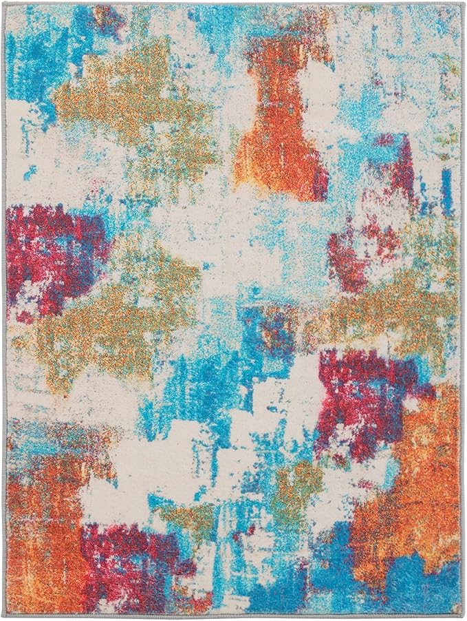 UMINEUX Washable Area Rug 5'x7' Large Modern Abstract Living Room Rug with Anti-Slip Rubber Backing, Ultra Soft Low Pile Rugs Carpet for Dining Room Bedroom Home Office Decor
