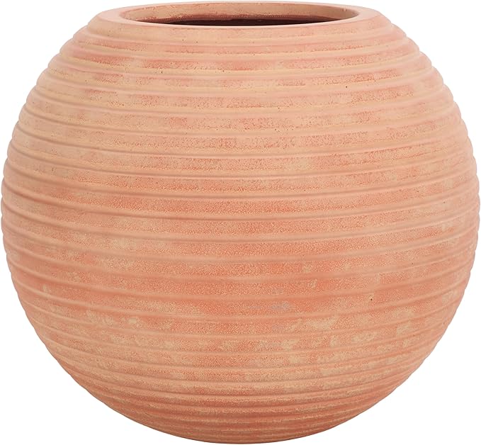 SAFAVIEH Outdoor Collection Mora Terracotta Finconstone Cement Round Planter Pot (Fully Assembled)
