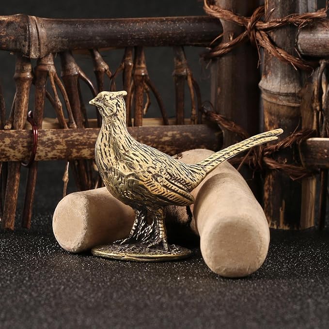 Long Tailed Statue Vintage Style Rustic Desktop Ornament Sculpture Brass Figurine for Bookshelf Living Room