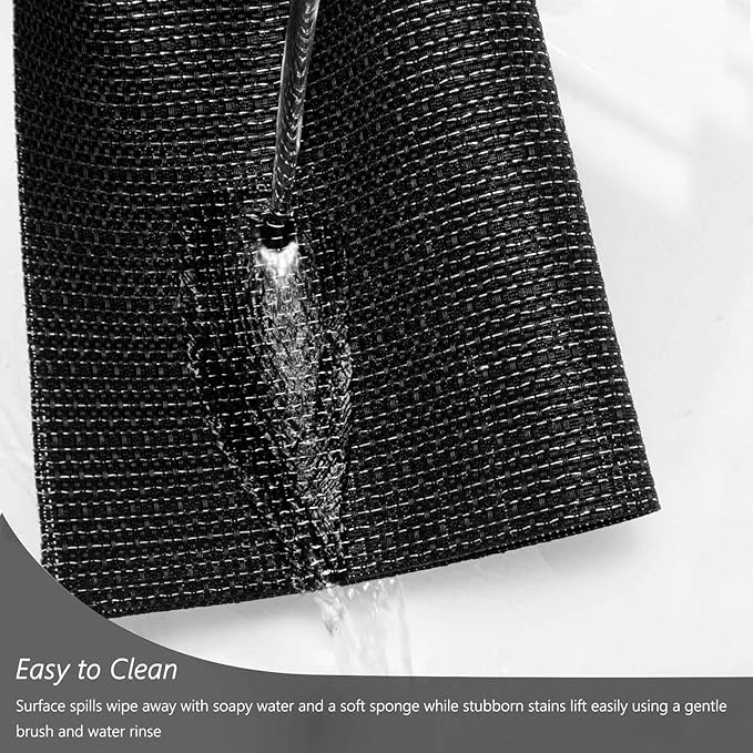 AHHFSMEI Placemats for Dining Table Set of 4 Woven Vinyl Plastic Place Mats Non-Slip Heat Insulation Stain Resistant Table Mats Washable Easy Clean Placemats (Black Silver 4)