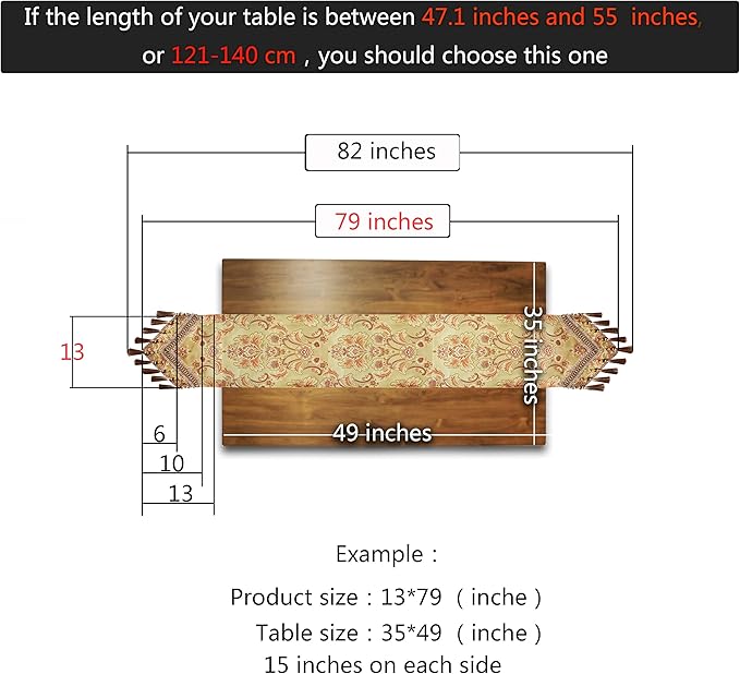 Luxury Velvet Gold Table Runner 79 Inches Long with Vintage Damask Jacquard Design for Dining Room,Living Room,Home Decor,Elegant Beaded Tapestry,Lining (Gold, 13×79 inch)