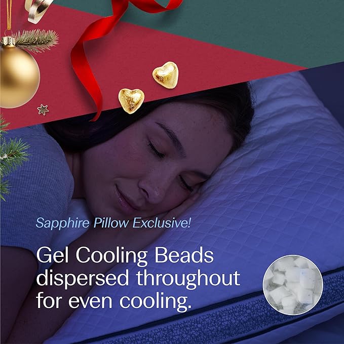 DreamyBlue Gusseted Sapphire Pillow • Adjustable Loft, Luxury Cover, Shredded Memory Foam Fill w/Cooling Beads • Ideal for Wide Shoulders • Neutral Alignment for All • CertiPUR-US Certified (King)
