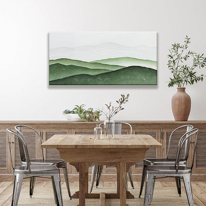 TAIJXAGSG Wall Art For Bedroom Office Decor Abstract Green White Wall Art Painting Canvas Art Wall Decor Prints Ready To Hang Bathroom Pictures Home Artwork 20 × 40 Inch