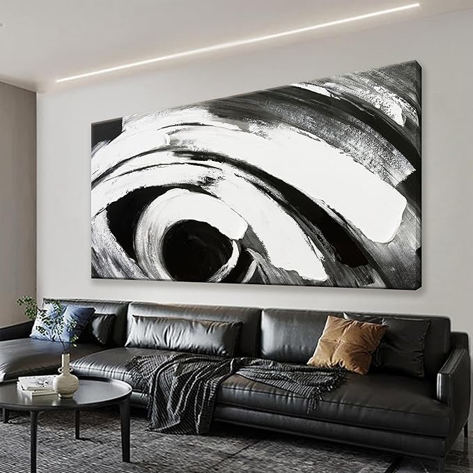 TAIJXAGSG Large Abstract Wall Art For Living Room Prints Artwork Canvas Art Wall Decor Black And White Wall Art Modern Painting Abstract Decor For Hotel Office Artwork 29 x 58 Inch