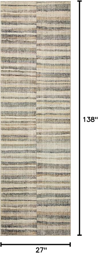 Loloi Chris Loves Julia Humphrey Collection HUM-01 Natural/Moss 2'-3'' x 11'-6'', .38" Pile Height, Runner Rug feat. CloudPile