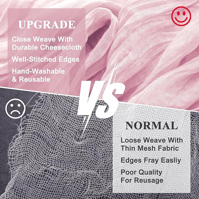 Wokceer Cheesecloth Table Runner 2Pack 10FT Blushing Pink Christmas Boho Gauze Fall Cheese Cloth Table Runner for Party Easter Rustic Sheer Table Runners for Baby Bridal Shower Wedding Table
