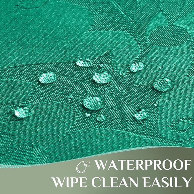 Rectangle Christmas Jacquard Table Cloth Waterproof Elegant Damask Floral Pattern Heavy Weight Wipeable Wrinkle Free Fabric Table Covers for Dinner or Daily Uses(Dark Green/60x120Inch)