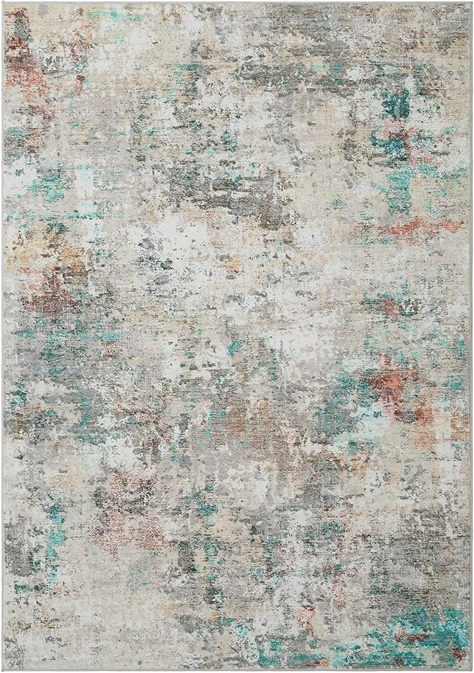 Modern Abstract Area Rug 9x12 Non Slip Non Shedding Rug Low Pile Stain Resistant for Bedroom Living Room,Colorful
