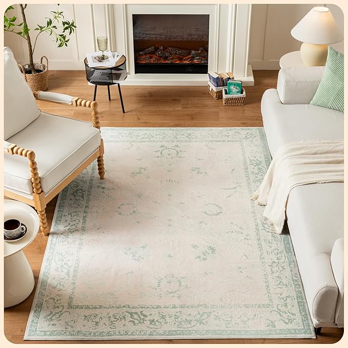 Istana 5x7 Area Rug - Green Rugs for Living Room 5x7 - Foldable Rugs for Bedroom - Stain Resistant Washable Rug - Eco-Friendly Boho Area Rugs - Easy to Clean Living Room Rug
