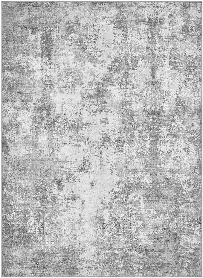 Washable 8X10 Area Rug: Modern Abstract Soft Non-Slip Indoor Rugs Home Decor - Low Pile Stain Resistant Carpet for Living Room Bedroom Dining Room Playroom Office(Grey 8'x10')