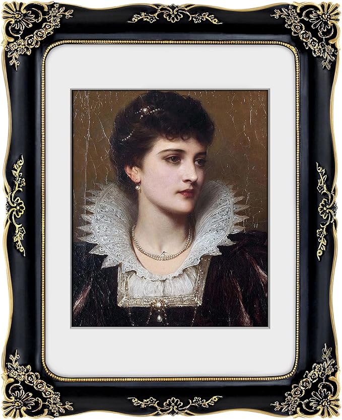 11x14 Vintage Picture Frame Black Baroque Gothic Picture Frames Antique Ornate Victorian for Wall Display, Fits 11x14 or 8x10 Photo with Mat