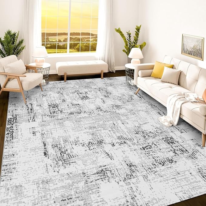 Istana 8x10 Area Rug - Grey 8x10 Rugs for Living Room - Foldable Rugs for Bedroom - Stain Resistant Washable Rug - Eco-Friendly Area Rugs - Easy to Clean Living Room Rug