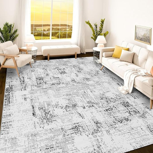Istana 8x10 Area Rug - Grey 8x10 Rugs for Living Room - Foldable Rugs for Bedroom - Stain Resistant Washable Rug - Eco-Friendly Area Rugs - Easy to Clean Living Room Rug