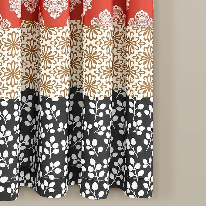 Lush Decor Bohemian Stripe Window Curtain Panels, Pair 52" W x 63" L Turquoise & Orange - Light Filtering Curtains for Bedroom - Boho Curtains - Maximalist Decor