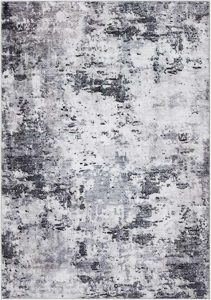 Modern Abstract 2x3 Area Rug Non Slip Non Shedding Low Pile Stain Resistant Rug for Entryway Kitchen Bedroom,Grey