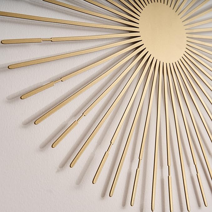 NEODECO Sun Rays-Triple Metal Wall Art, Geometric Sun Decor, Metallic colors, Large 3D wall sculpture, model BCD, Set of 3 (Bronze, Medium)