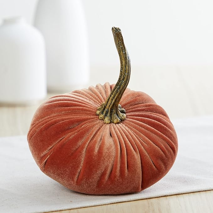 Set of 3 small Velvet Pumpkin, autumn decor, Halloween indoor decor, fall cozy vibe, gift set, bowl filler centerpiece, gift set for hostess, pumpkin spice (Sm Harvest Bronze Rust)