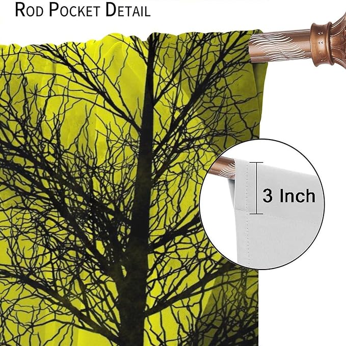 Gothic Crow Blackout Window Curtains, Halloween Horror Crow Print Window Drapes, for Living Room Bedroom 42(W)*84(L) 2 Panels