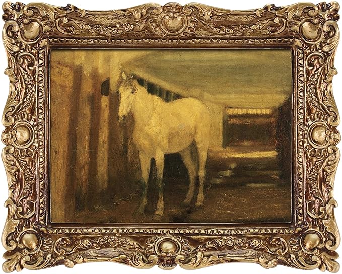 FOLKOR Framed Canvas Wall Art, Home Decor Horse Classical Wall Art Painting, Desk Decor, Canvas Art Prints Wall Decor for Living Room Bedroom Bathroom, 5x7