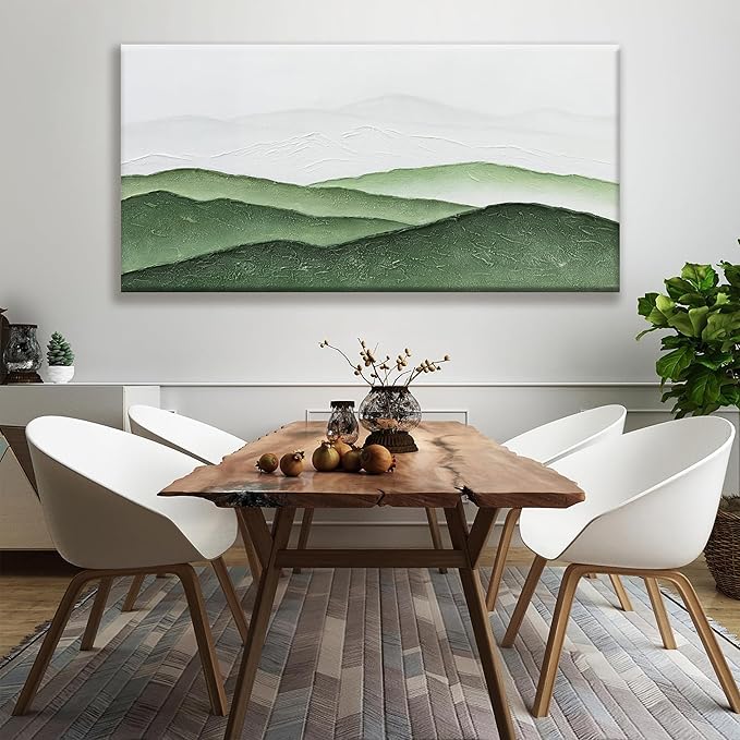 TAIJXAGSG Large Abstract Wall Art For Living Room Canvas Art Wall Decor Bedroom Office Decor Green White Wall Art Painting Abstract Art Prints Home Artwork 29×58 In